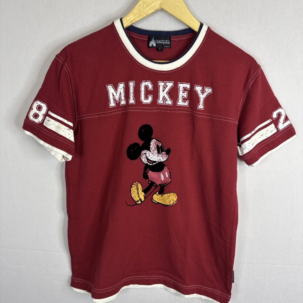 Disney Hong Kong Mickey Mouse Varsity T-Shirt Red Women’s Medium